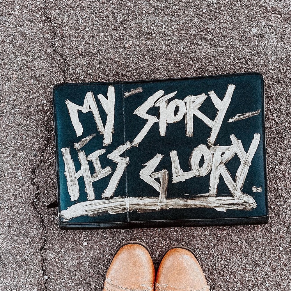 My Glory His Story custom Faith workbook clutch